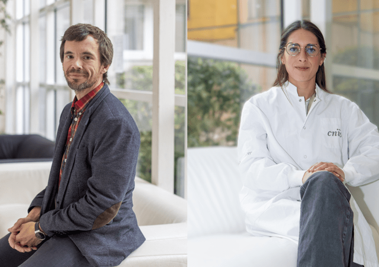 Left: Manuel Valiente, head of the CNIO Brain Metastasis group. /Laura M. Lombardía. CNIO. Right: CNIO researcher Laura Álvaro-Espinosa. / Christian Esposito. MadMoviex. CNIO